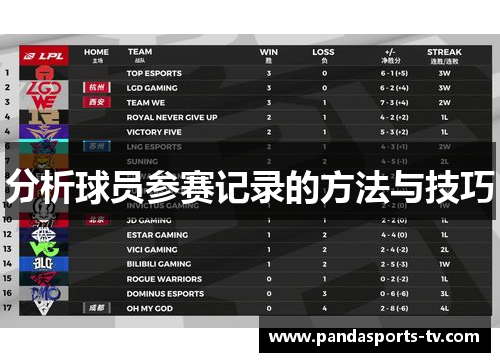 分析球员参赛记录的方法与技巧